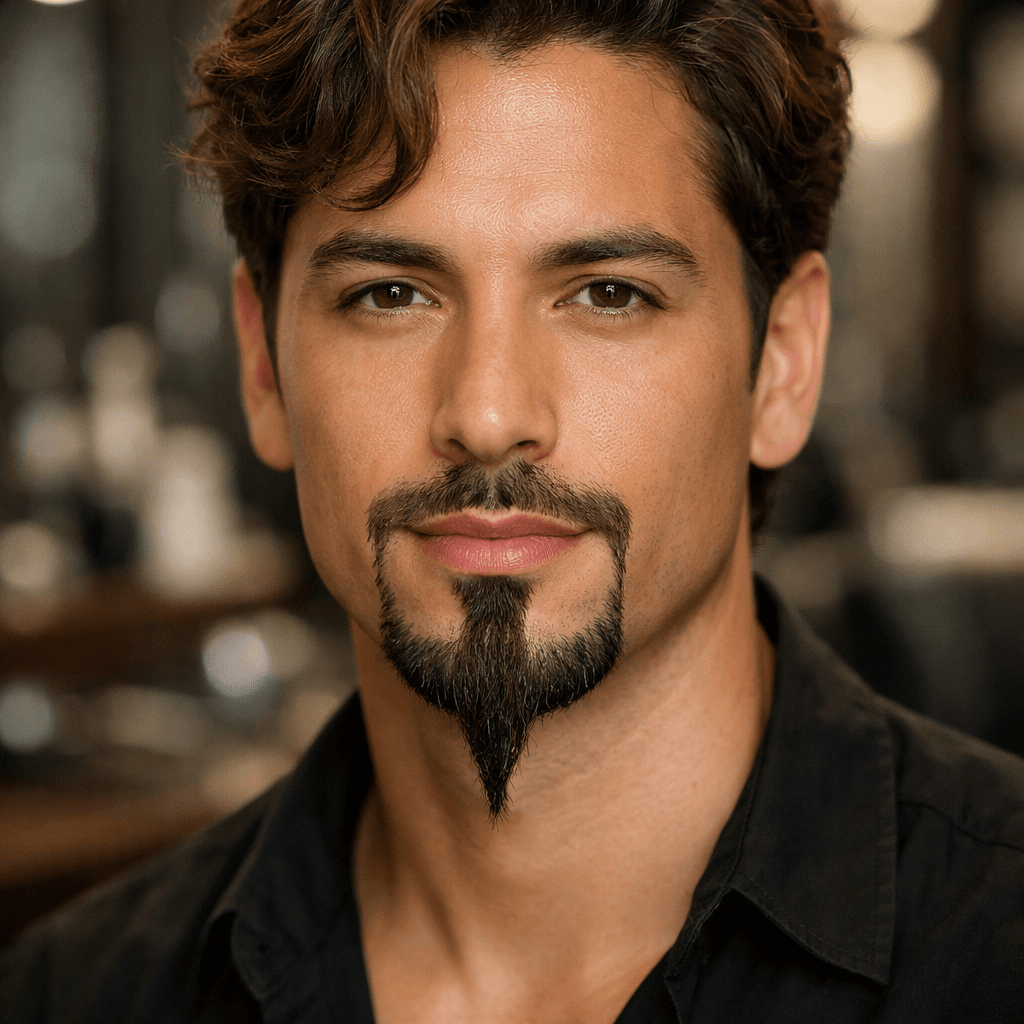 Cavanhaque alongado em homem com rosto oval e barba bem desenhada