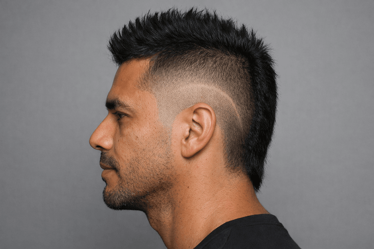 Burst fade com topo espetado e alongamento posterior