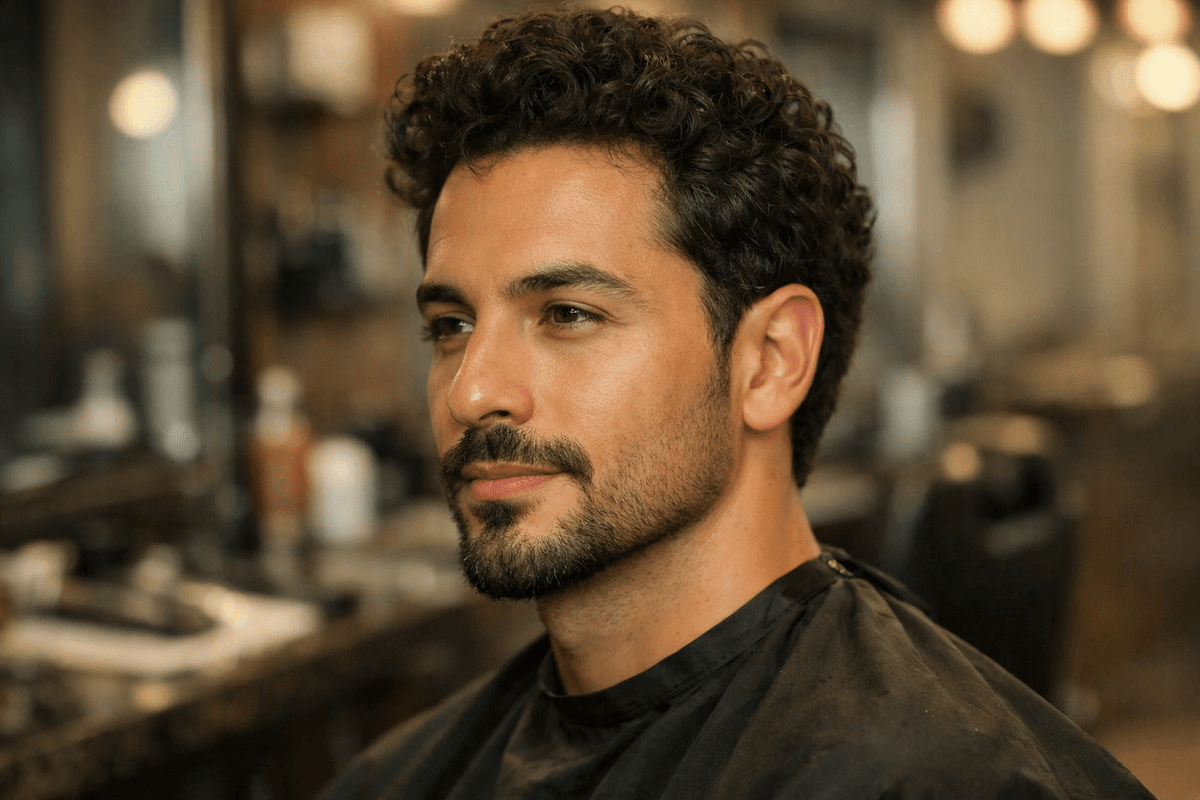 Cavanhaque em vista de três quartos com barba por fazer ao redor
