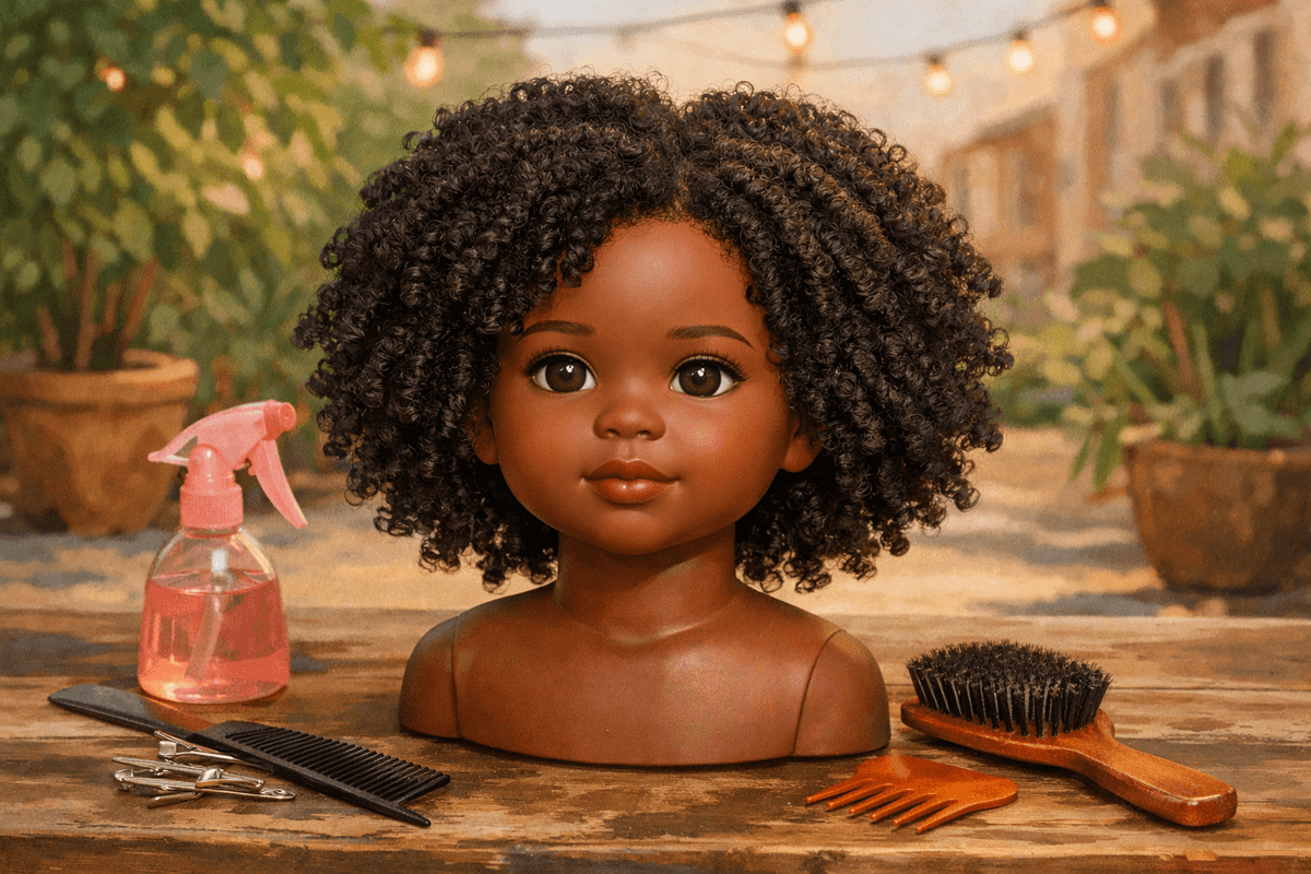 Cabelo crespo ilustrado com volume e textura preservados