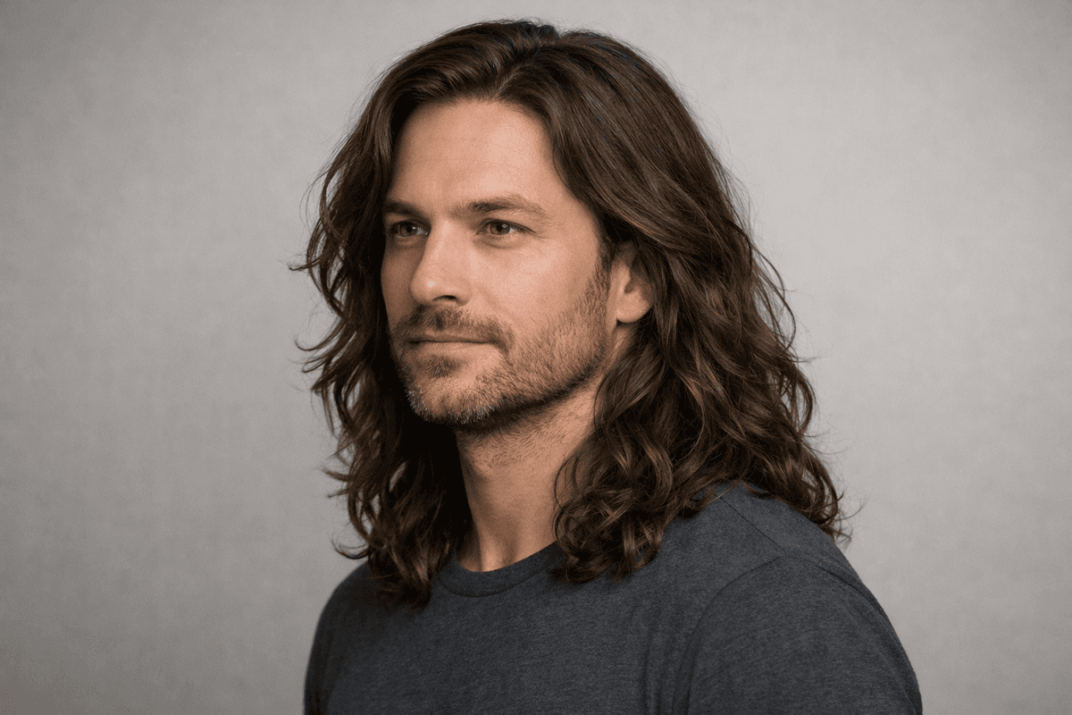 Cabelo longo masculino ondulado com peso preservado