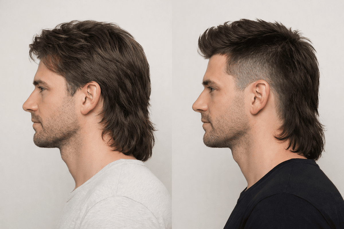 Contraste entre mullet suave e desconectado