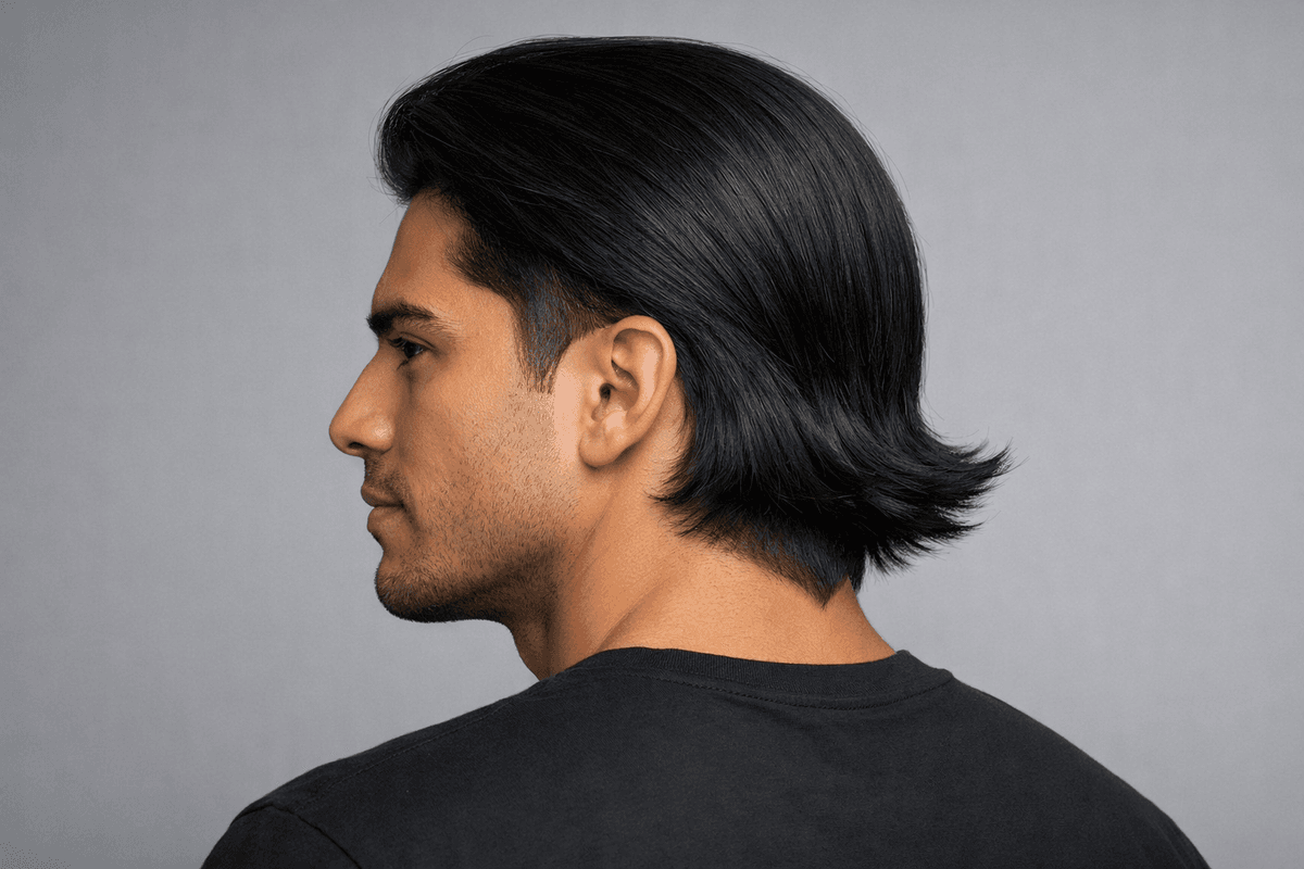 Corte maracá em cabelo liso com aba marcada