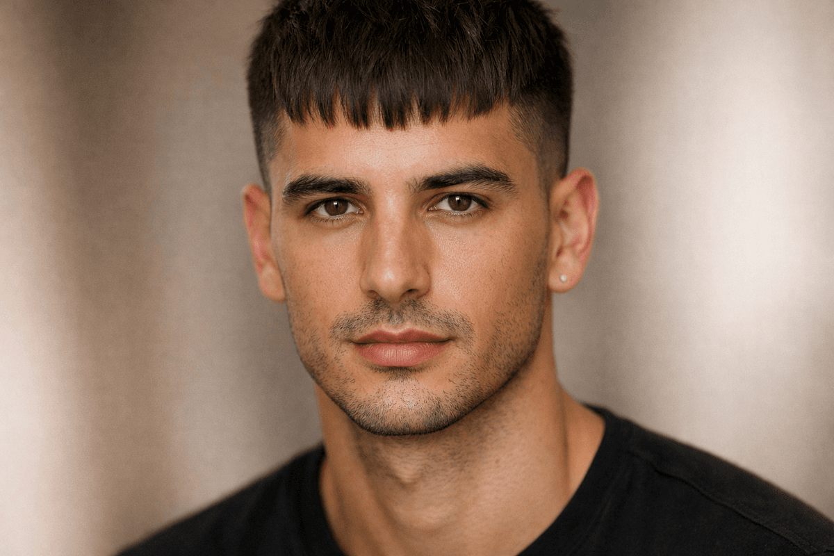 French crop com low fade em homem com rosto alongado