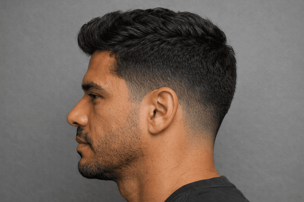 Low fade com ondas e peso lateral preservado