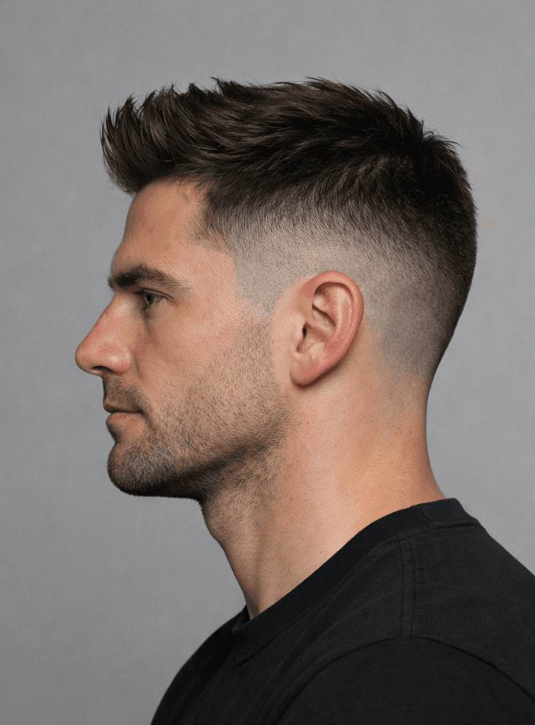 Mid fade de perfil com topo elevado e texturizado