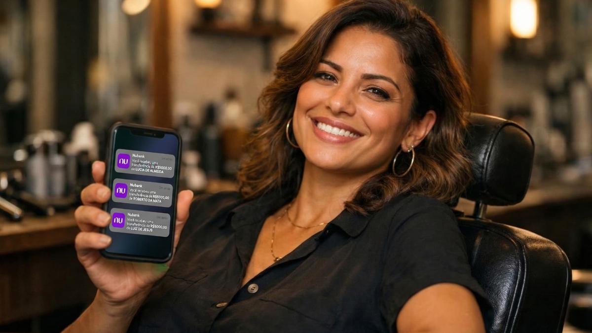 Mulher feliz com o aumento do ticket médio do salão de beleza