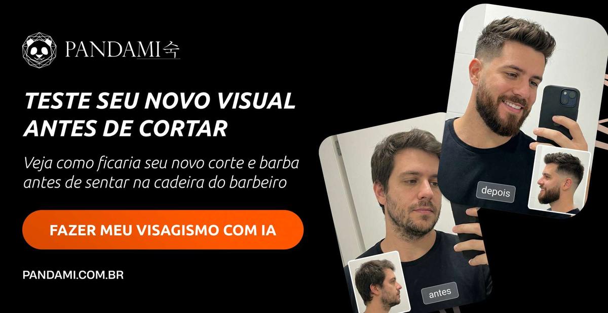 Um homem antes e depois da transformação do visagismo com IA da pandami