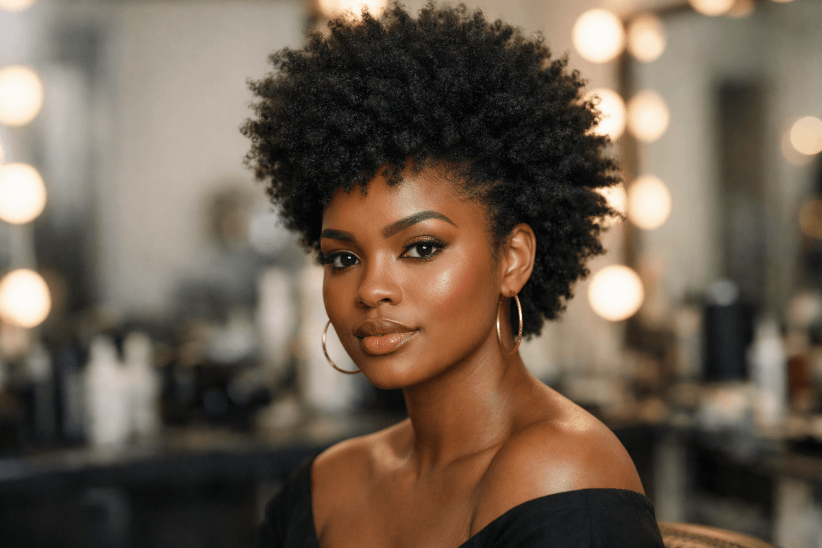 Penteado com volume máximo usando garfo em cabelo cacheado curto escuro