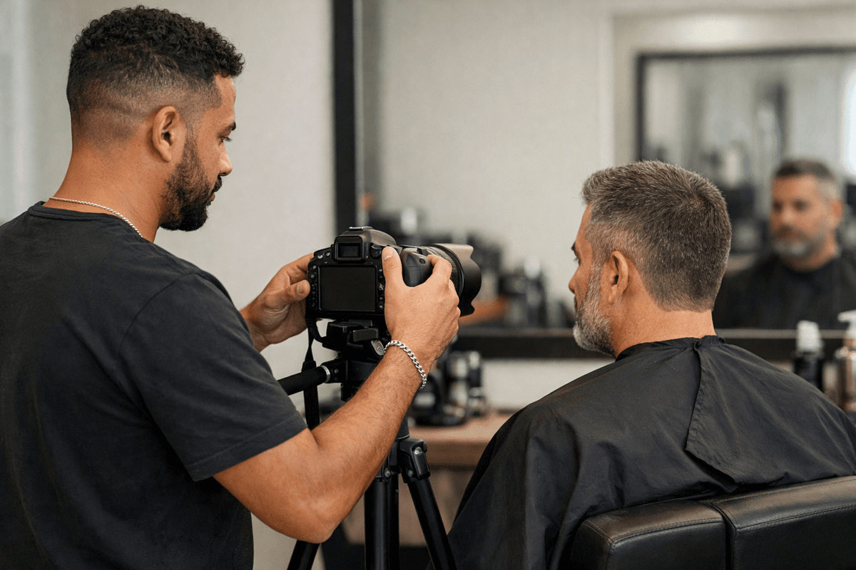 Profissional preparando fotografia autorizada para acompanhamento do corte