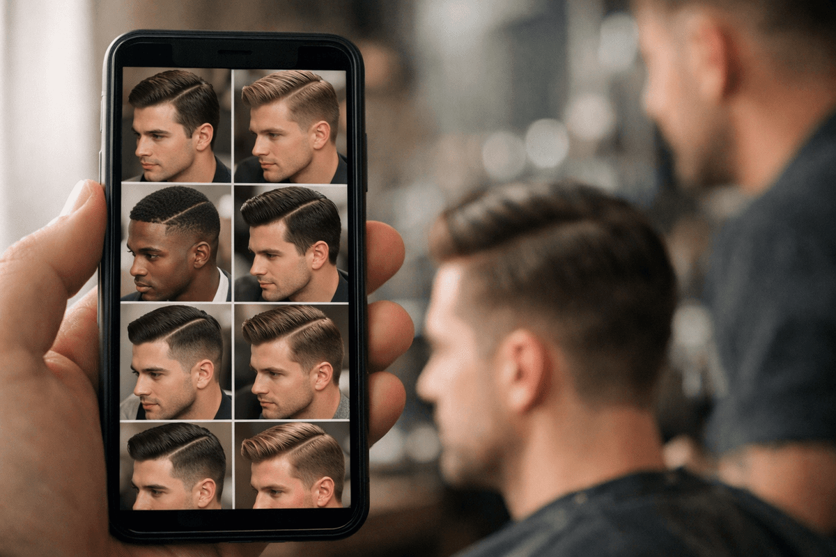 Tela de celular exibindo galeria de fotos de referência de diferentes tipos de risco