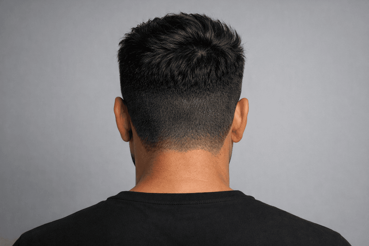 Nuca de undercut com base curta e topo longo