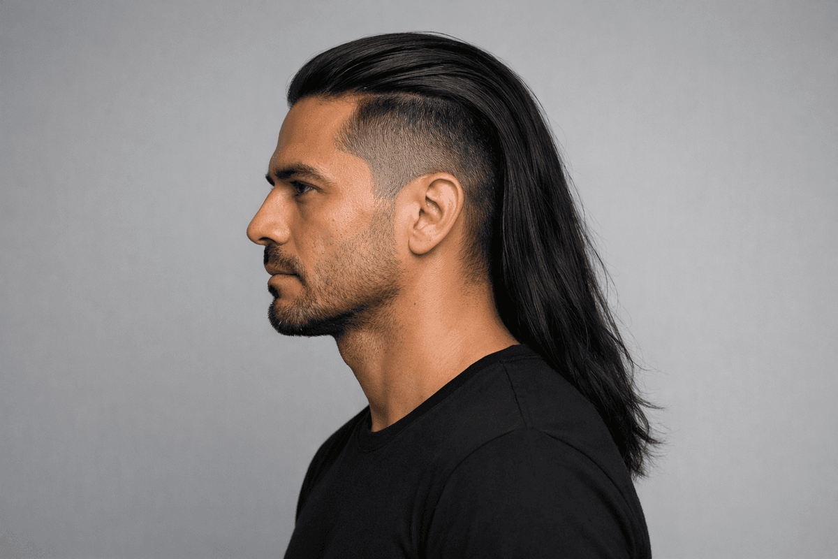 Undercut clássico de perfil com lateral raspada por igual