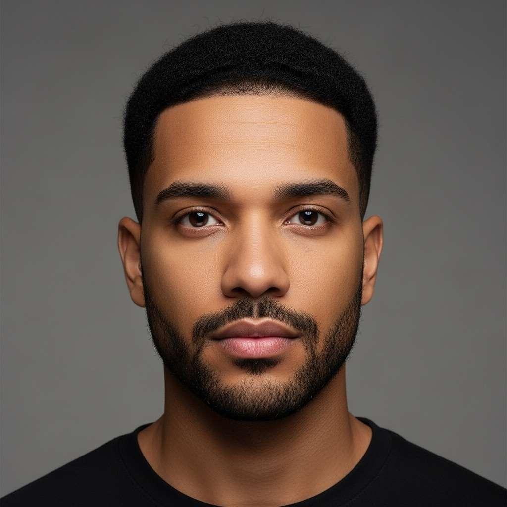Homem com visagismo de barba, para formato de rosto triangular