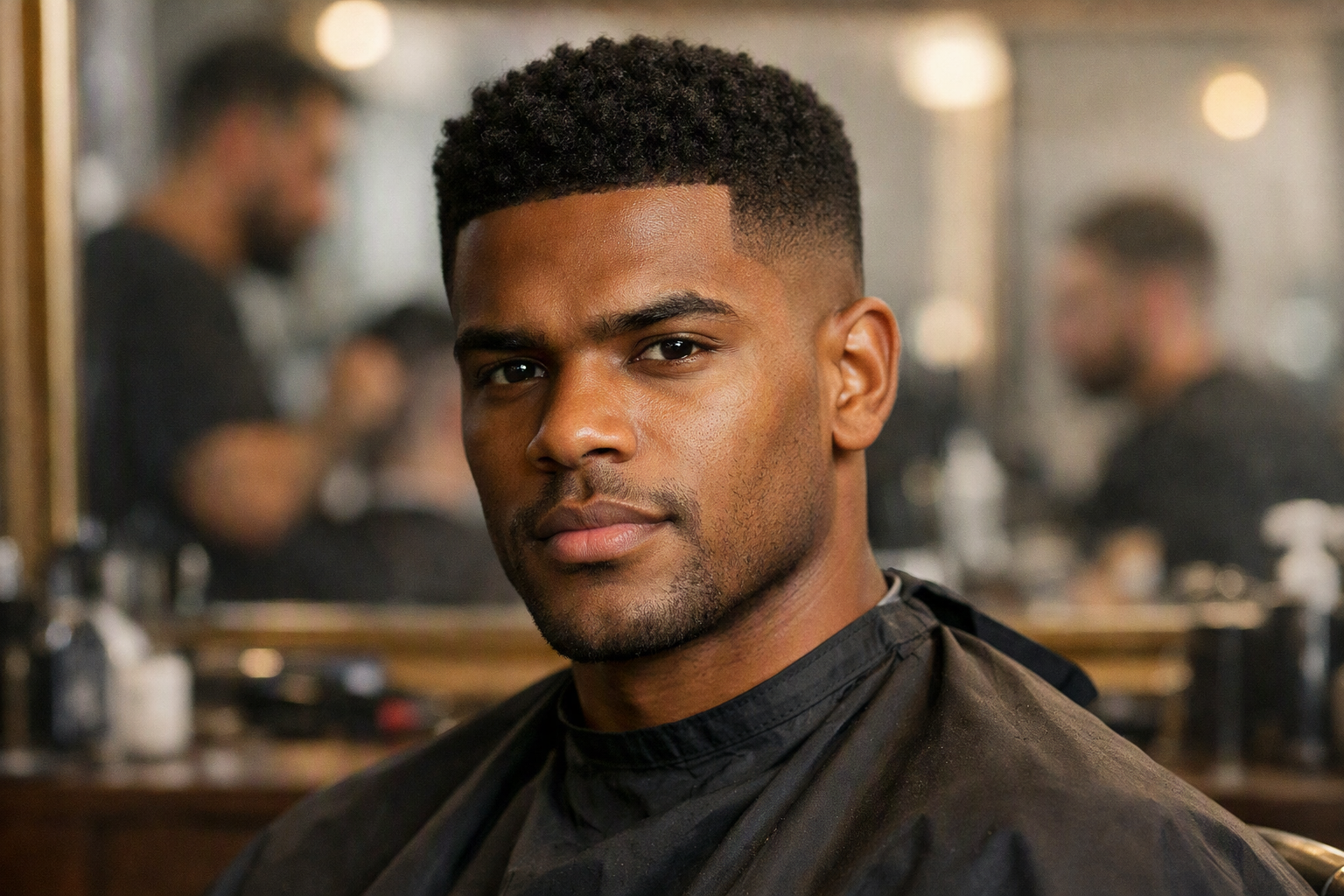 Homem com corte social baixo mostrando laterais curtas e volume no topo