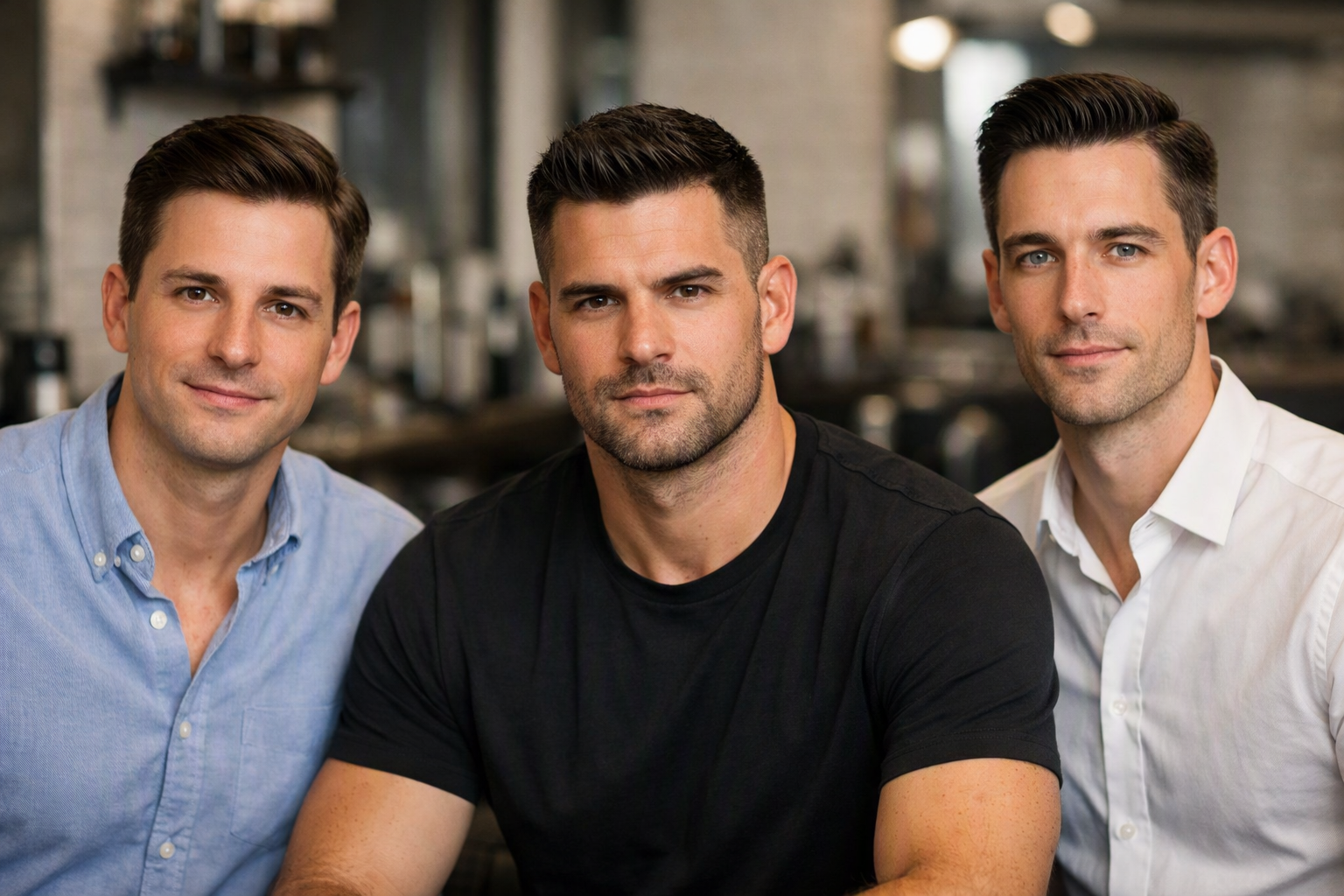 Comparação de corte social em diferentes formatos de rosto masculino