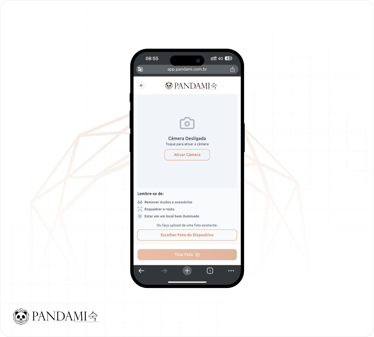 Interface de upload de fotos do simulador de cortes com IA da Pandami