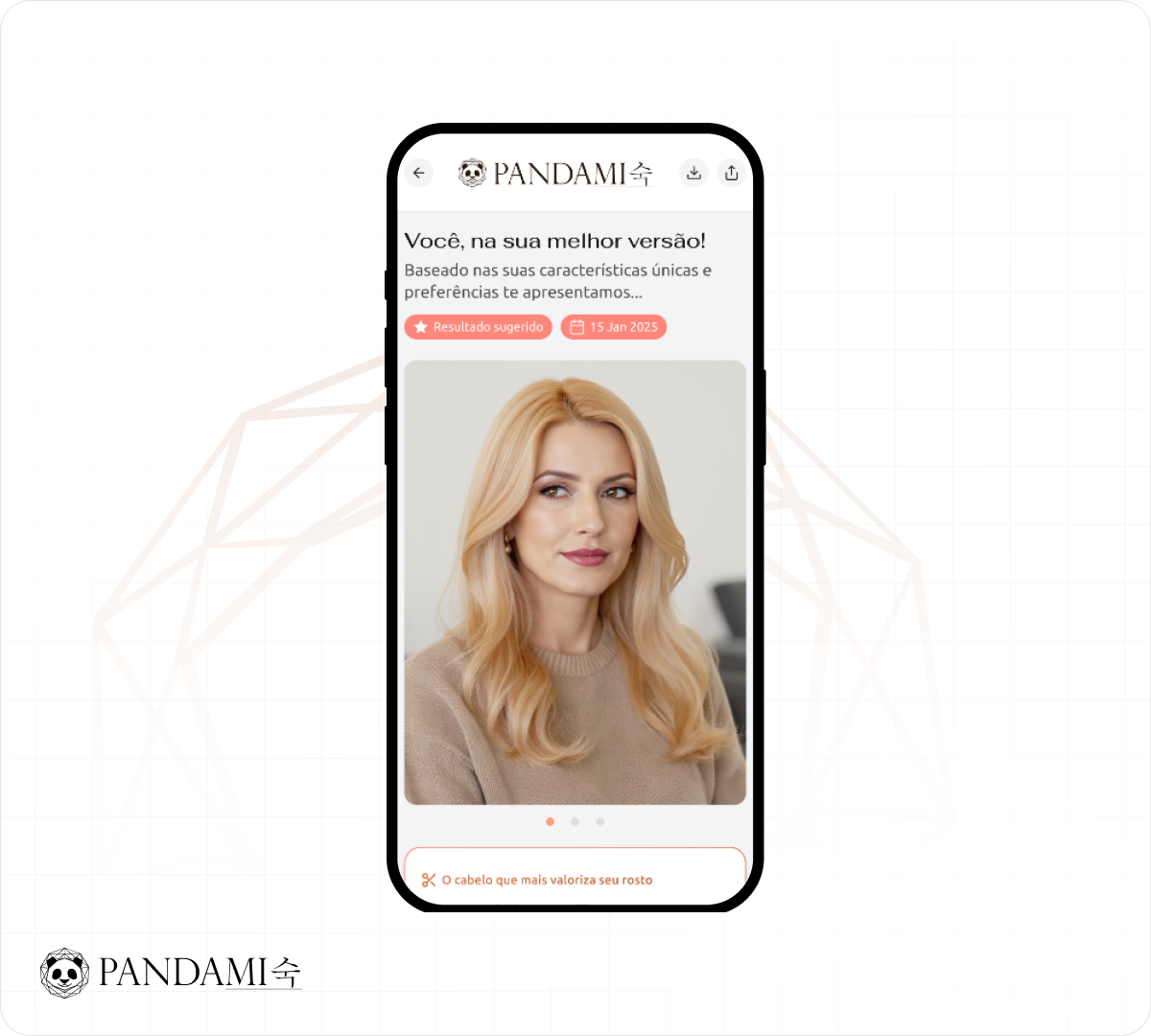 Interface de resultado do simulador de cortes com IA da Pandami