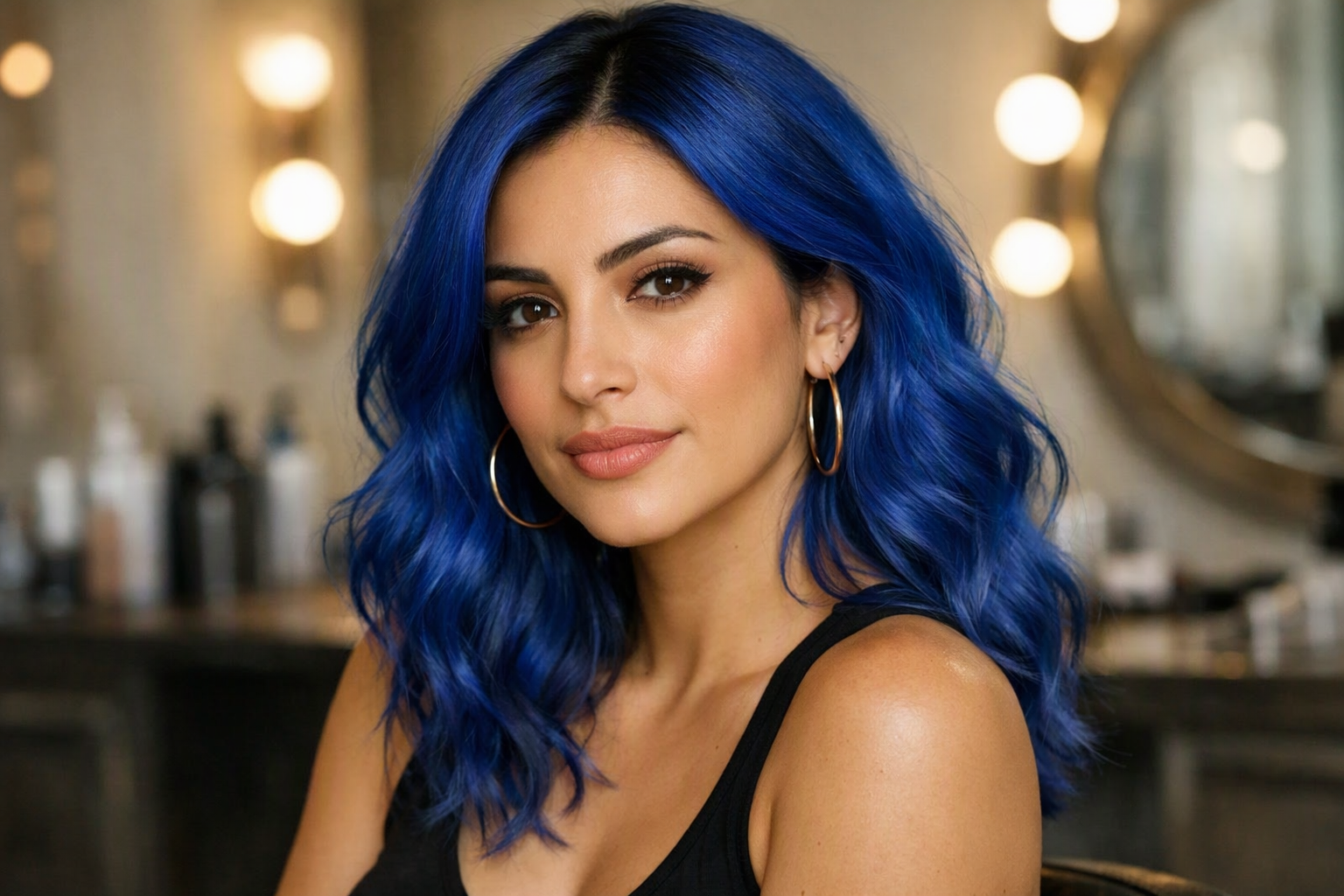 Cabelo colorido: azul, roxo, rosa e verde para cada tom de pele