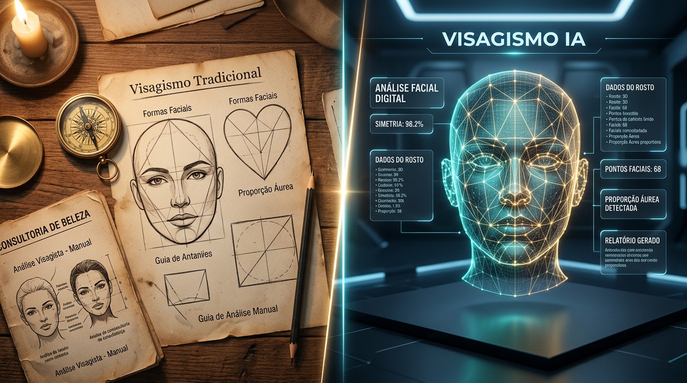 Comparativo do visagismo tradicional com o visagismo moderno com ia