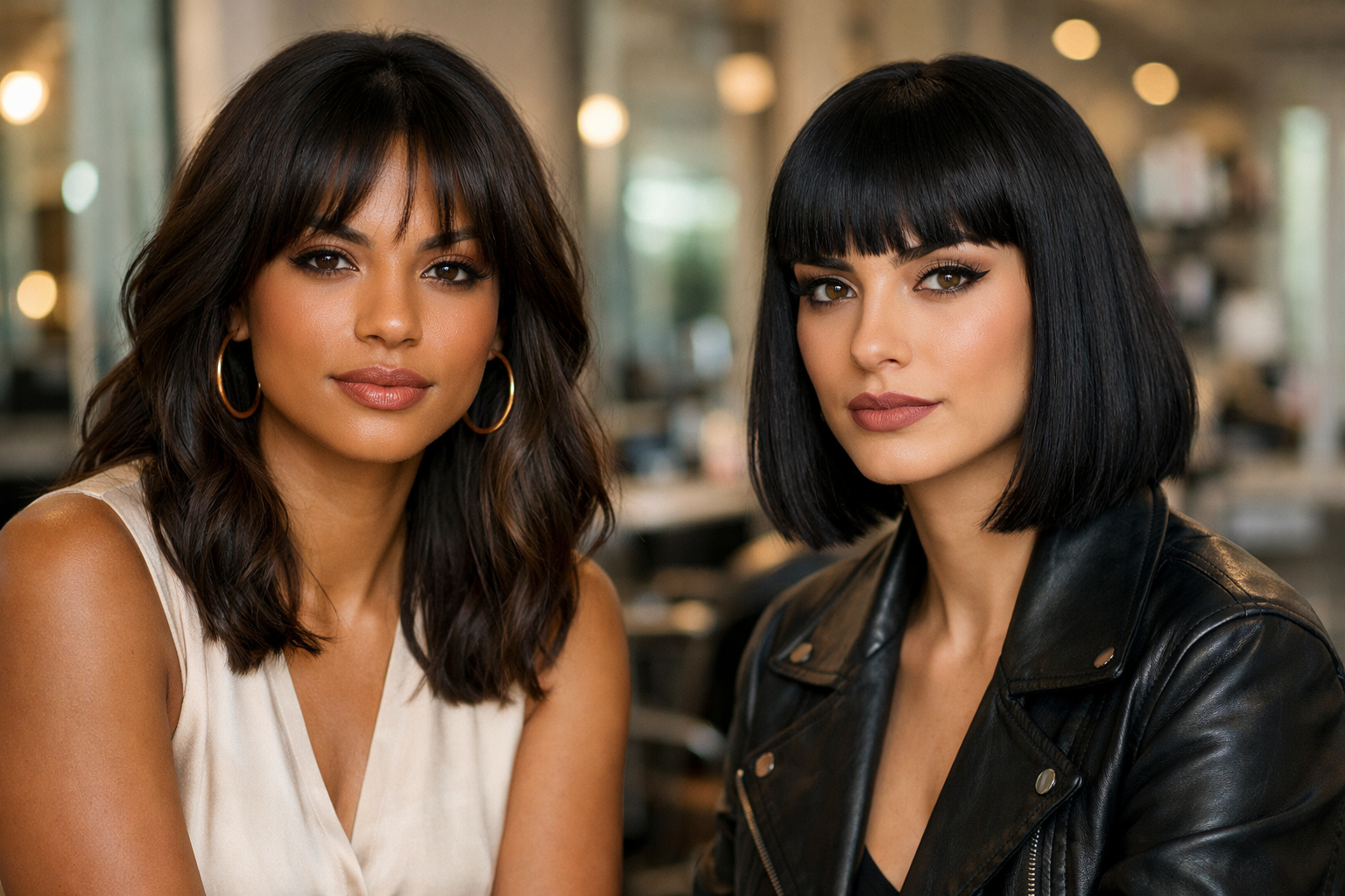 Comparação de franja cortina e franja reta em mulheres brasileiras com rosto quadrado