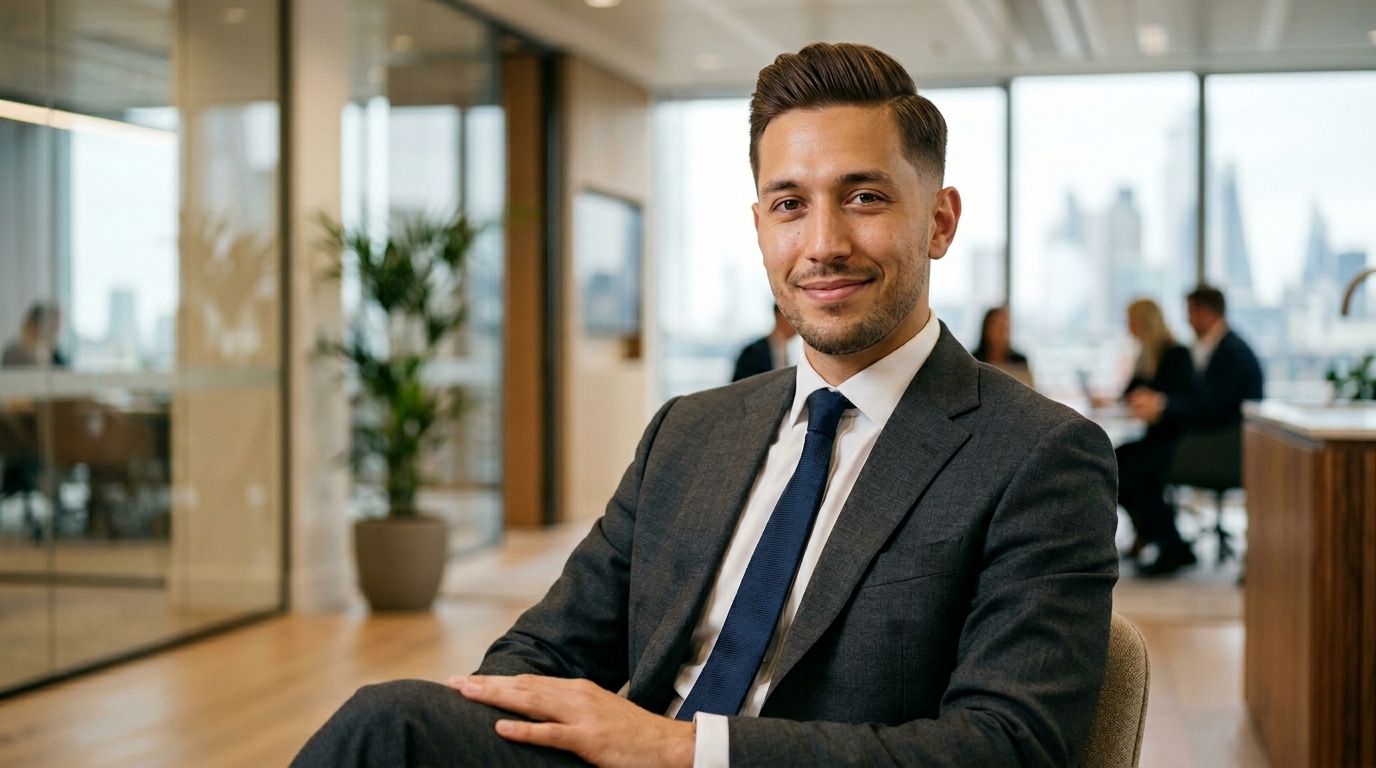 Pompadour baixo corporativo em executivo com rosto comprido e cabelo liso