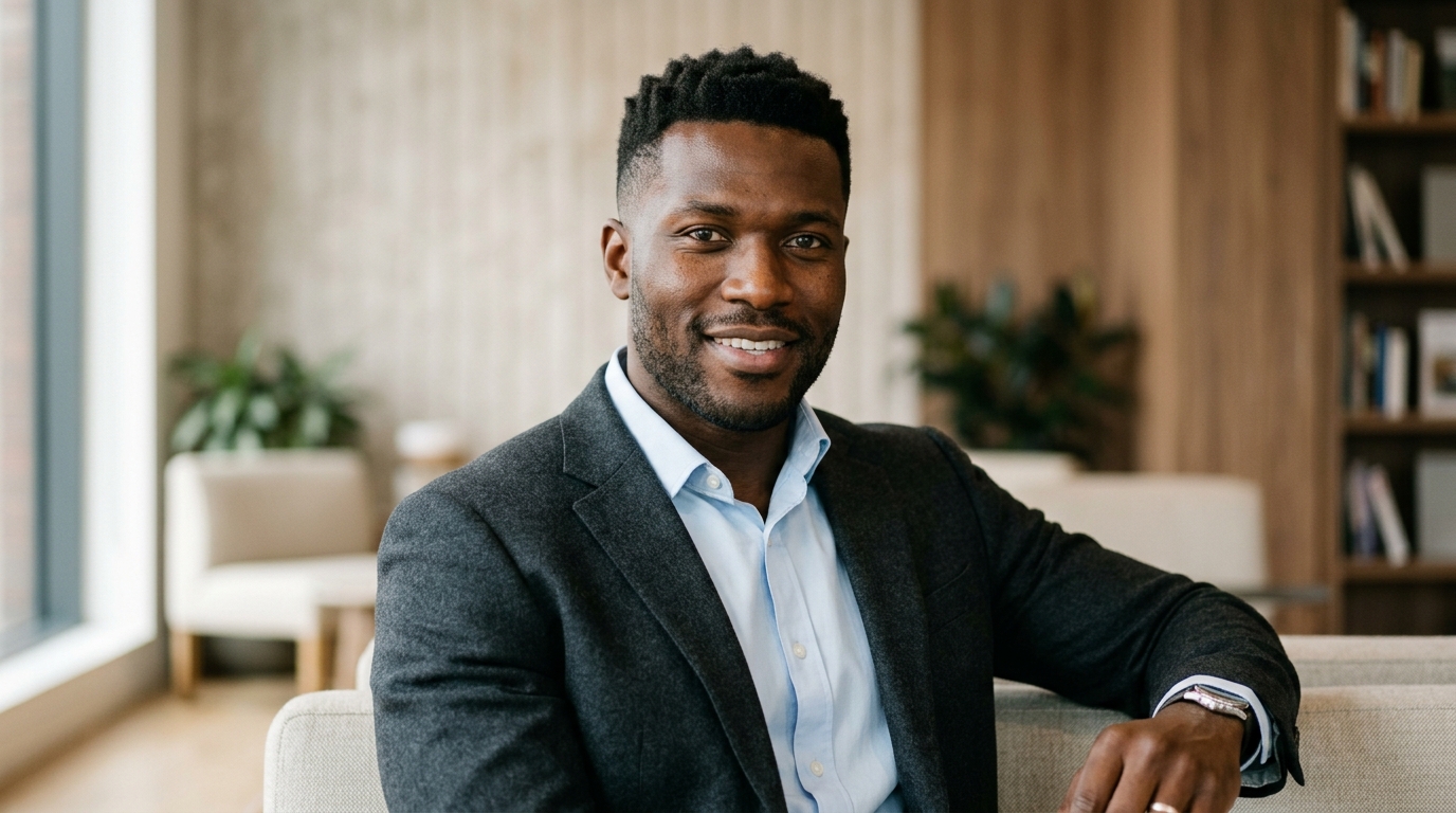 Corte social moderno com texturização sutil em executivo com rosto quadrado