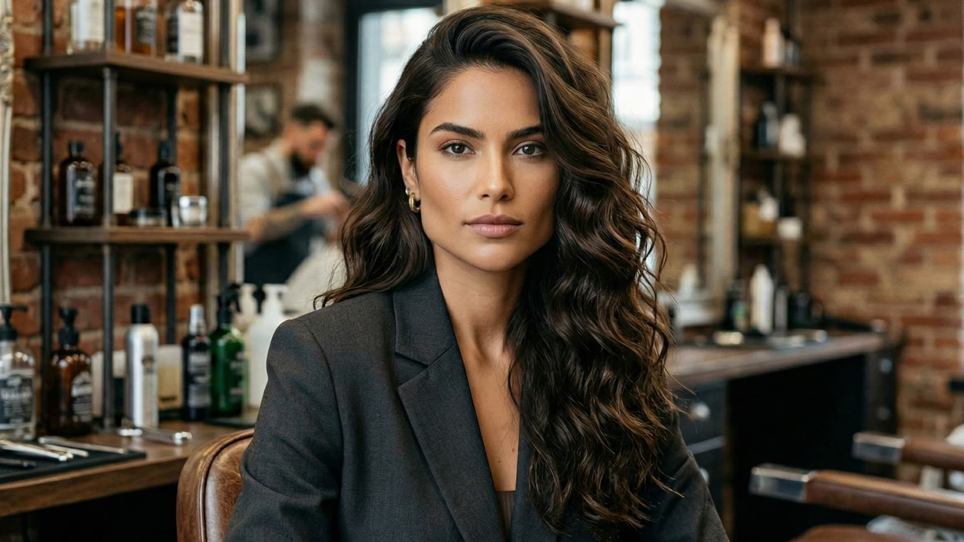 Corte de cabelo longo side part em mulher brasileira com rosto triangular