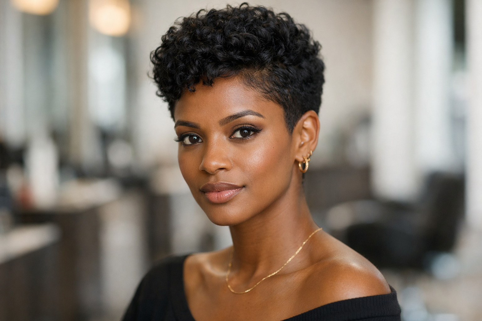 Corte pixie clássico texturizado em mulher brasileira com rosto oval