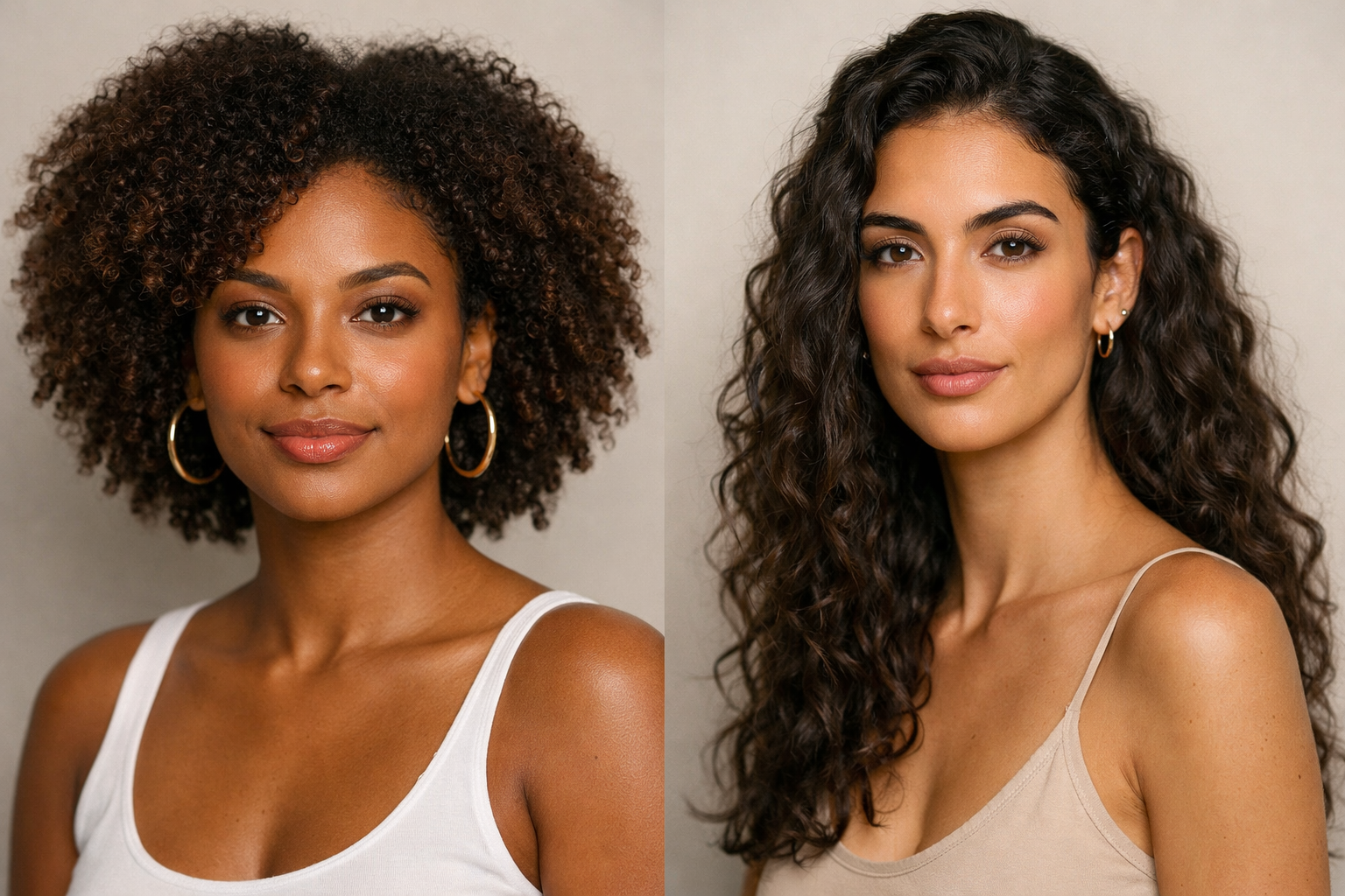 Comparação visual entre rosto oval padrão e oval alongado em mulheres brasileiras