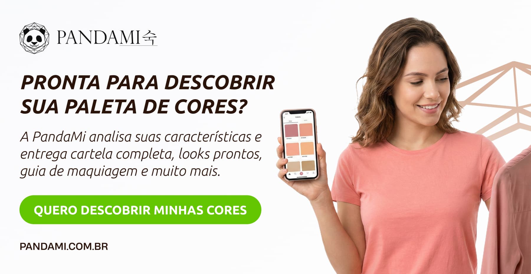 Mulher com sua colorimetria com IA feita pela análise de colorimetria da pandami